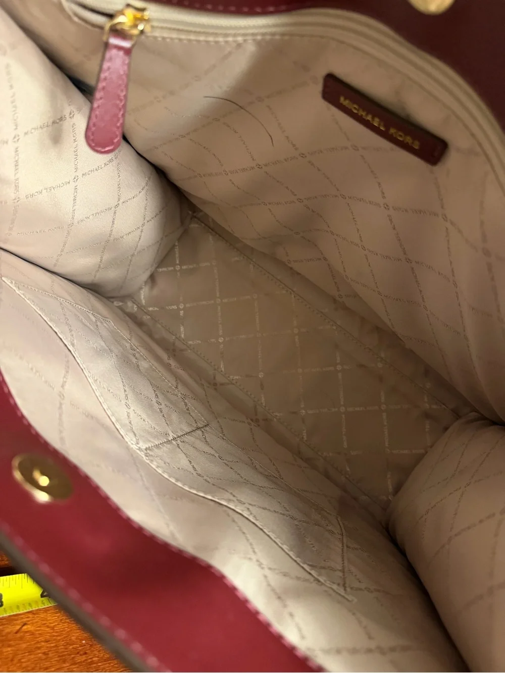 Michael Kors Royal Pink & plum Coated Canvas Leather Maple North South Tote - Picture 8 of 10
